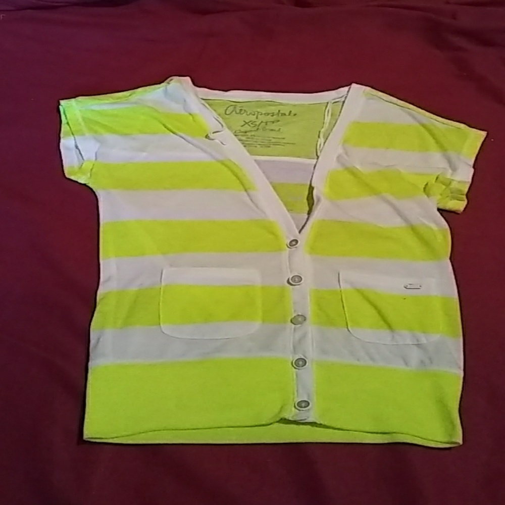 Striped button-up crop top never used